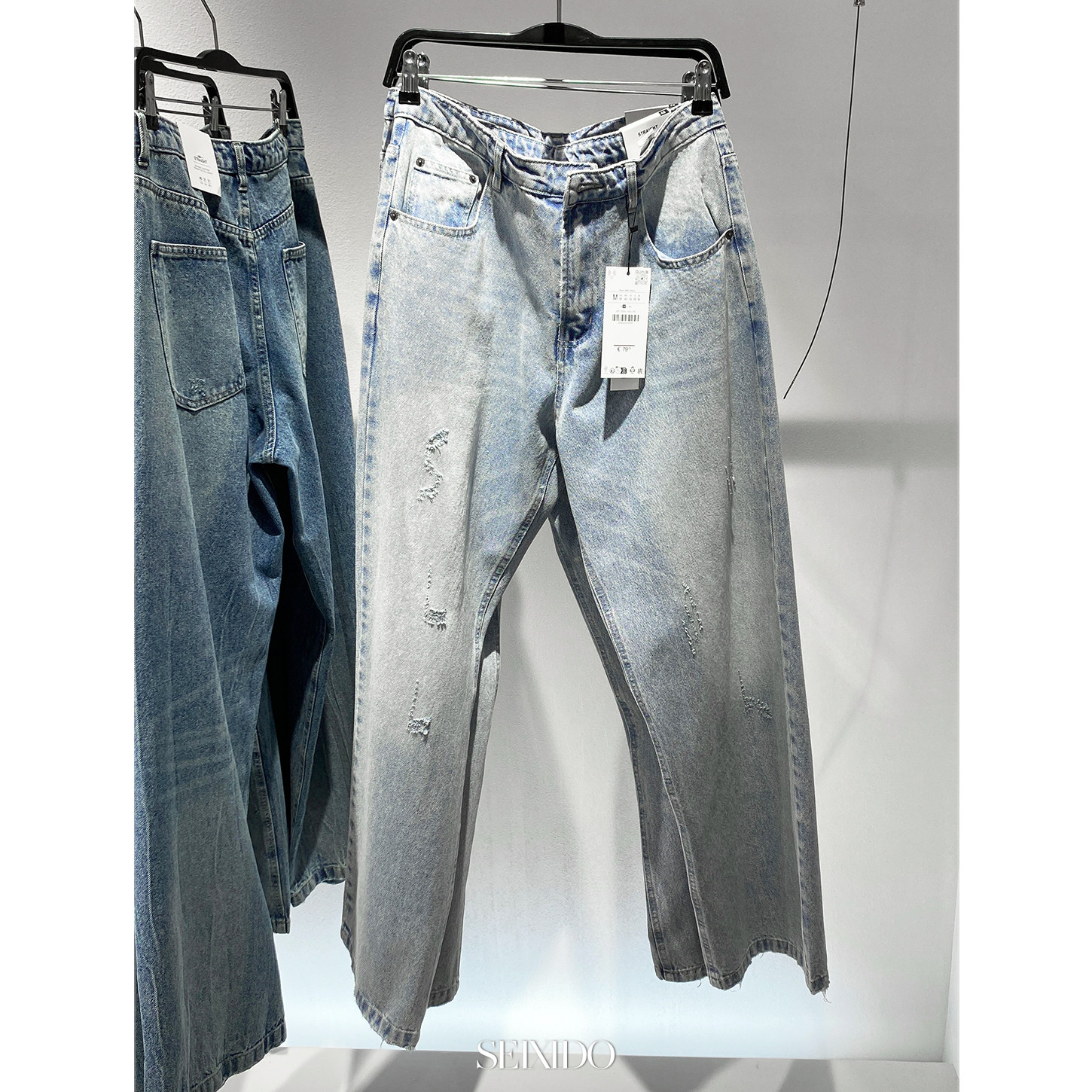 西班牙单！水洗磨破牛仔休闲裤