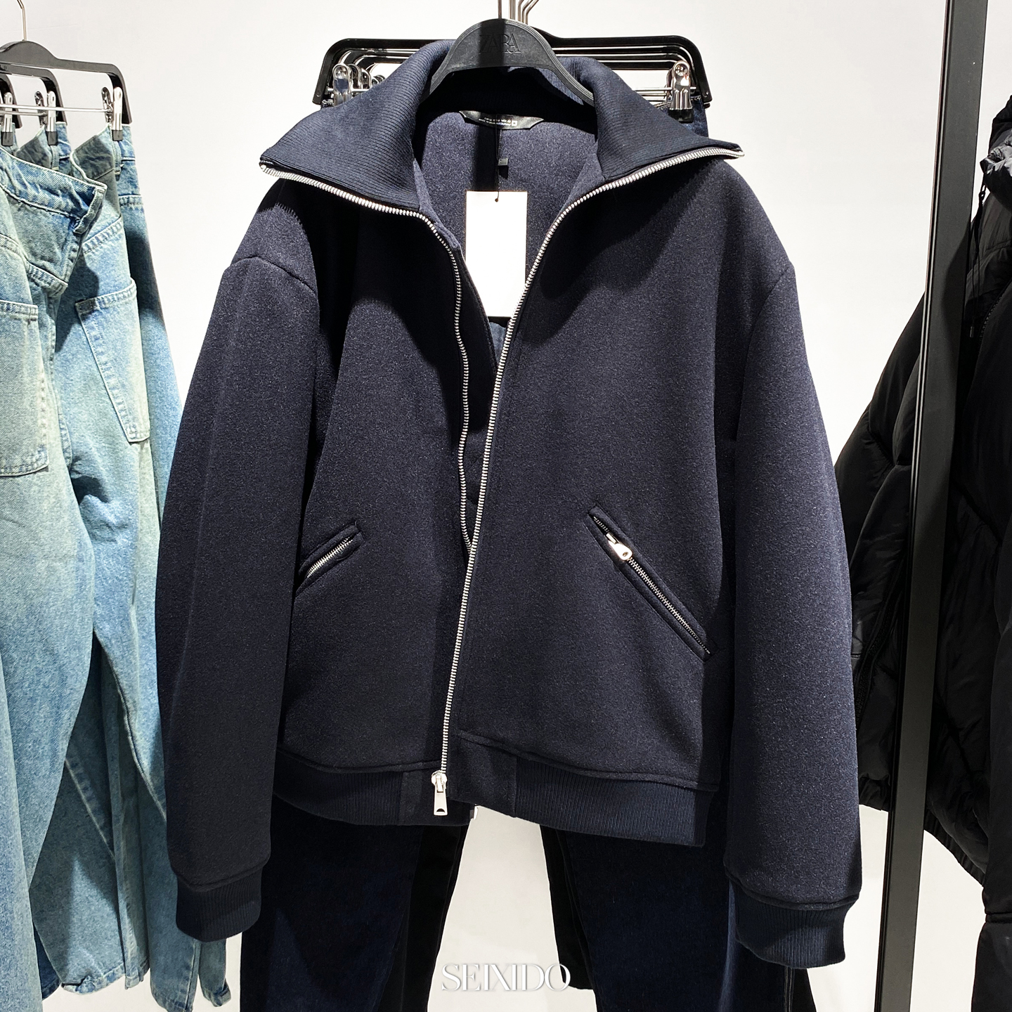 西班牙单！可翻高领夹棉厚外套