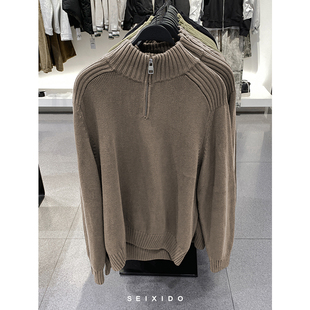 秋冬款 2893340修身 男装 休闲半高领拉链针织衫 套头毛衣 美式 柜429