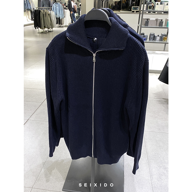 柜429！秋冬新款男装简约休闲立领拉链针织衫9598388宽松毛衣外套