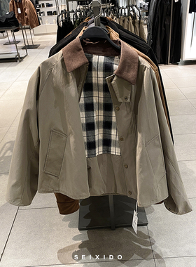 柜799！秋冬新款男装宽松拼接灯芯绒翻领软质休闲夹克外套7380190