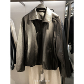 男装 柜699 24秋冬新品 欧美简约宽松翻领仿皮翻领皮衣外套3046303