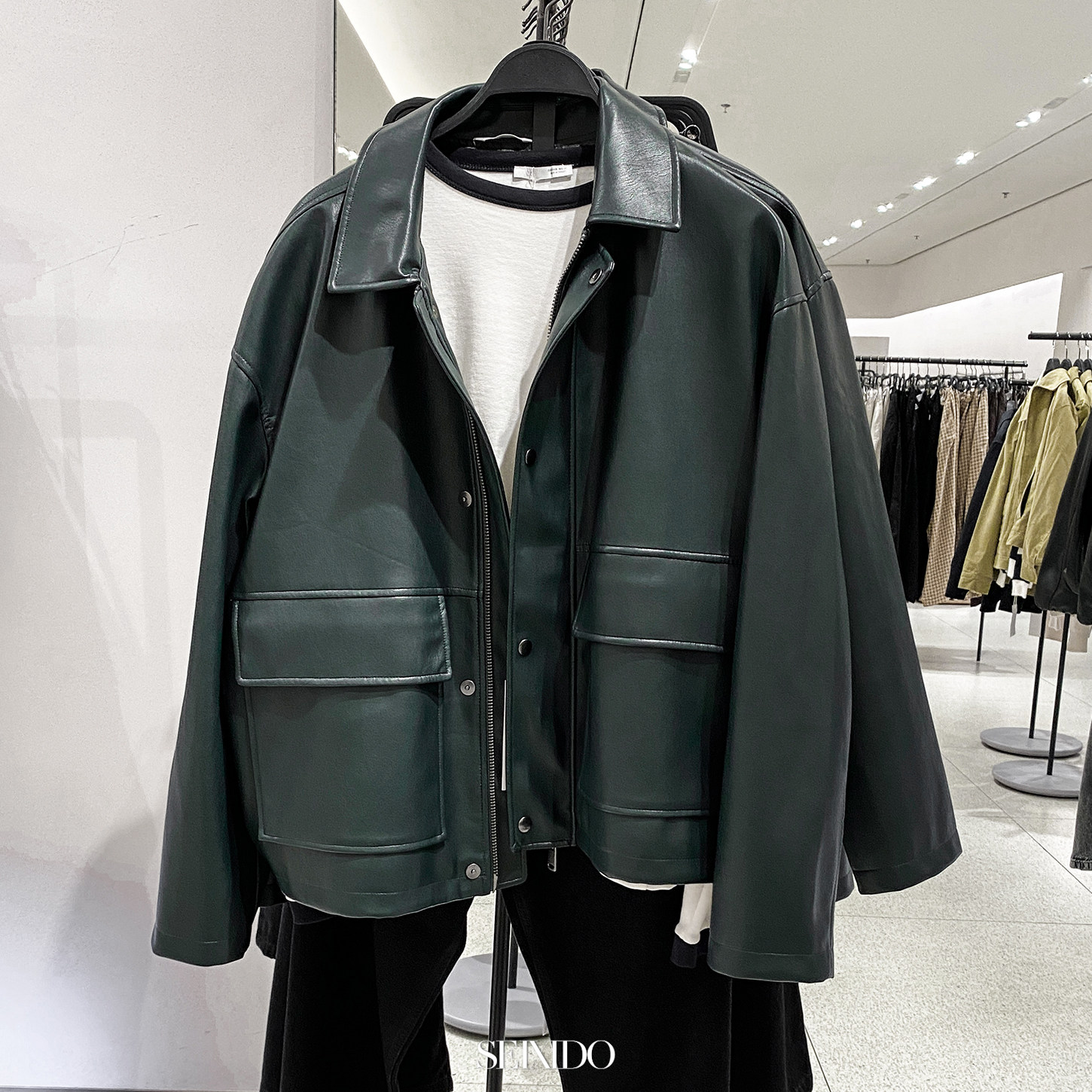 西班牙单！仿皮革工装夹克外套