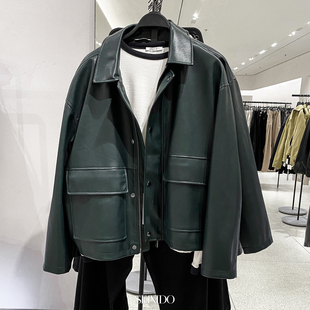 529工装 柜699 仿皮革宽松夹克3046314 男装 翻领PU皮衣外套 秋冬款