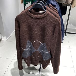 冬季 5755332 新品 宽松菱形纹提花针织衫 700拉绒毛衣潮 男装 柜329