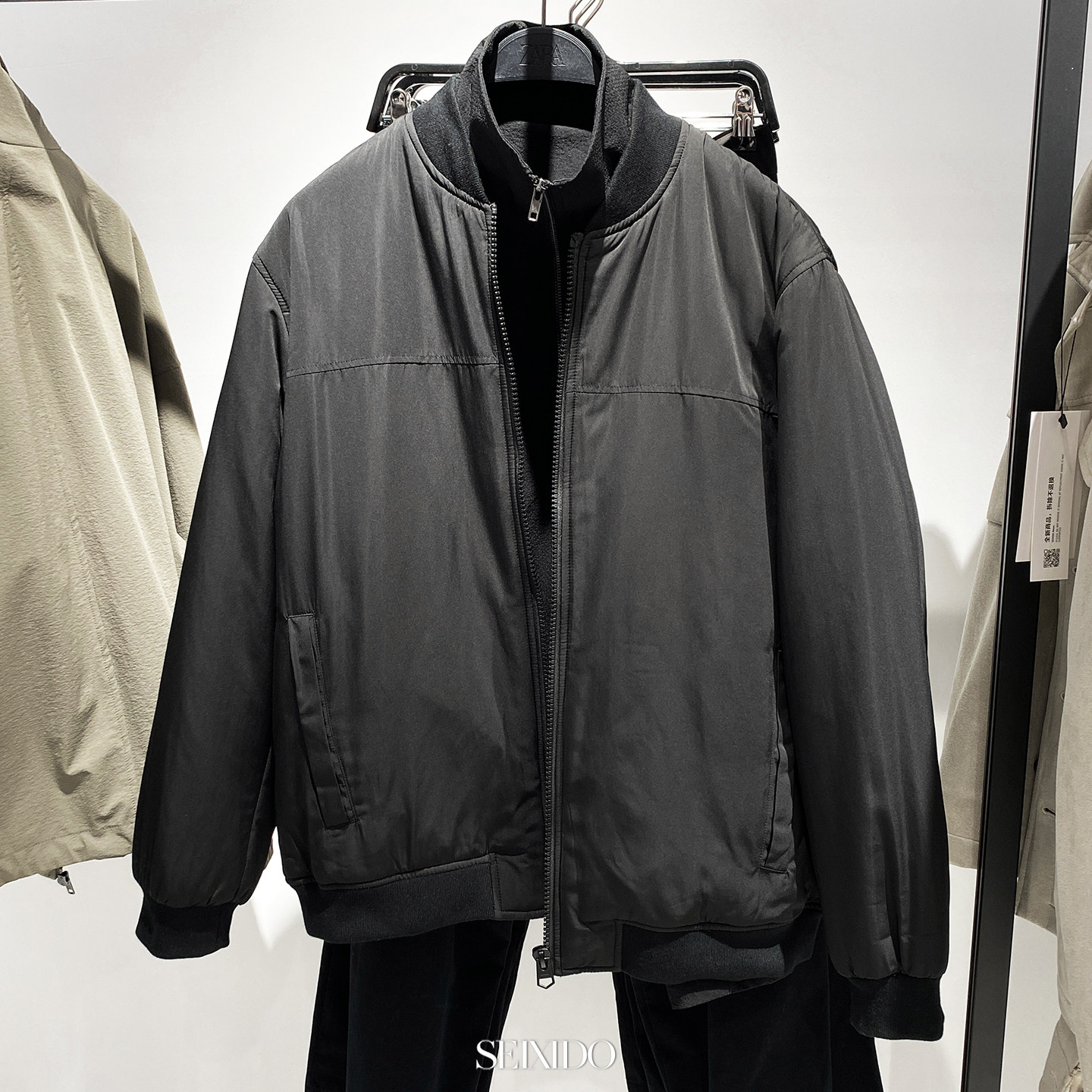 柜399！ 秋冬新款男装欧美简约棒球领夹棉夹克宽松休闲棉服外套男,男装,夹克,淘宝优惠券,粉丝福利购,淘宝优惠卷