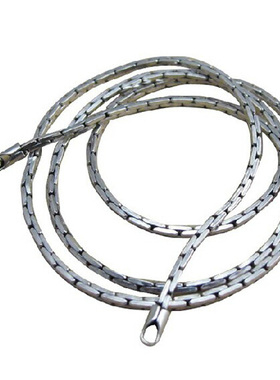 方形竹节项链情侣礼物做旧银饰品