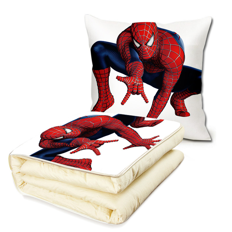 空调抱枕被子两用汽车车上多功能午睡枕头被定制卡通蜘蛛侠靠可爱