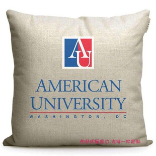美国大学AU美利坚大学纪念品留学礼品定制校友会校徽靠垫抱枕