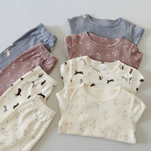 夏装 儿童宝宝夏季 男女童空调服七分裤 家居服套装 两件套 睡衣短袖