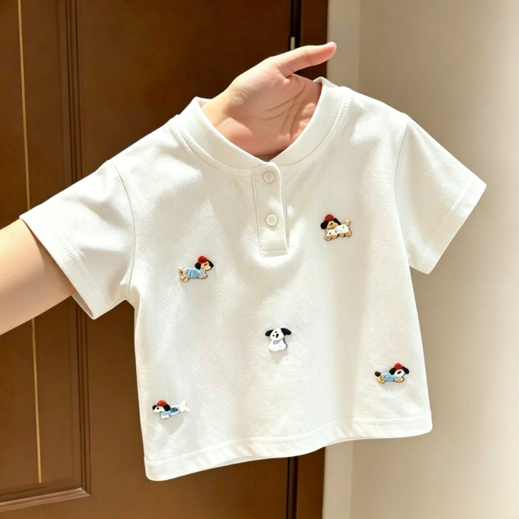 儿童夏季卡通绣花小狗Polo短袖图片