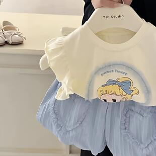 裤 夏季 子两件套 中小童宝宝上衣 套装 新品 男女童宝宝荷叶边小飞袖