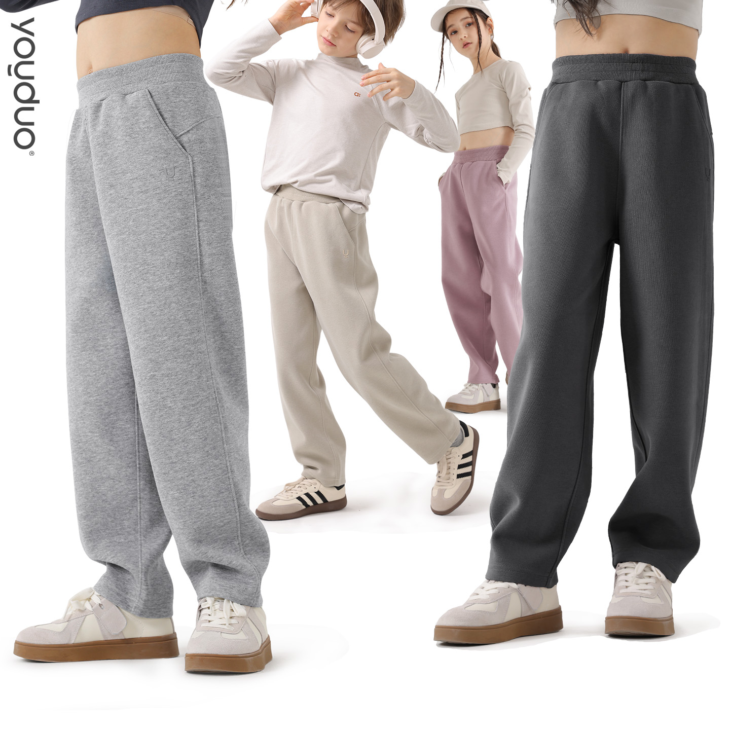 儿童裤子25秋冬新款女童男童针织休闲裤长裤中大童直筒卫裤运动裤