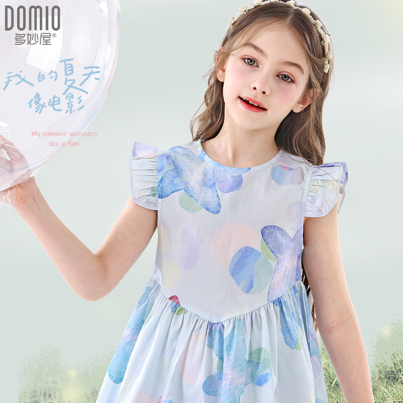 女童连衣裙纯棉夏季2025新款洋气儿童裙子大童印花棉布裙宽松童装