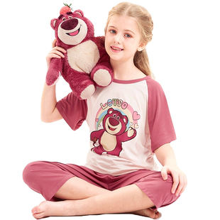 迪士尼女童睡衣套装夏季薄款儿童莫代尔家居服短袖中大童女孩睡裙
