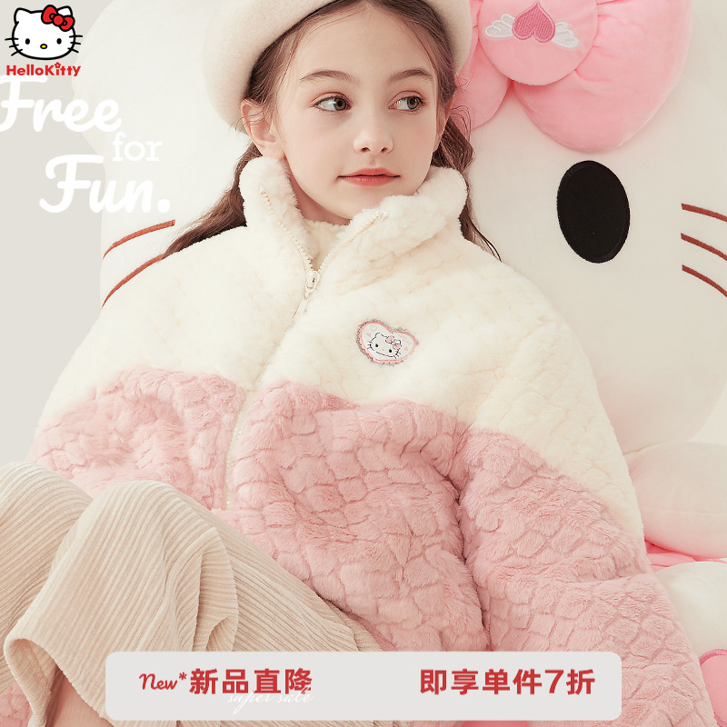女童外套秋冬2025新款洋气儿童加绒加厚仿兔毛小女孩保暖上衣童装