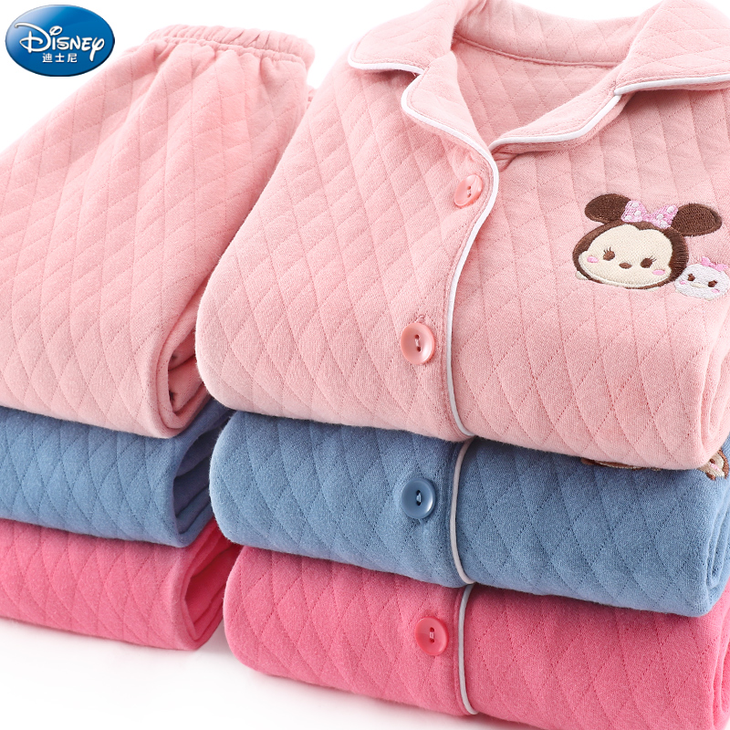 迪士尼全棉睡衣夹棉秋冬季家居服