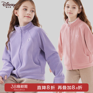 女童外套春秋季新款儿童棒球服加绒加厚中大童摇粒绒上衣开衫冬装