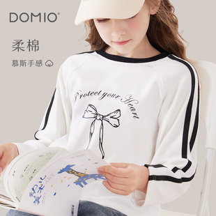 中大童洋气上衣白色休闲童装 女童长袖 儿童打底衫 新款 T恤2026春季