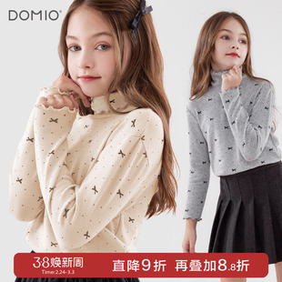 女童打底衫秋冬新款儿童纯棉上衣中大童长袖T恤高领加绒秋衣童装