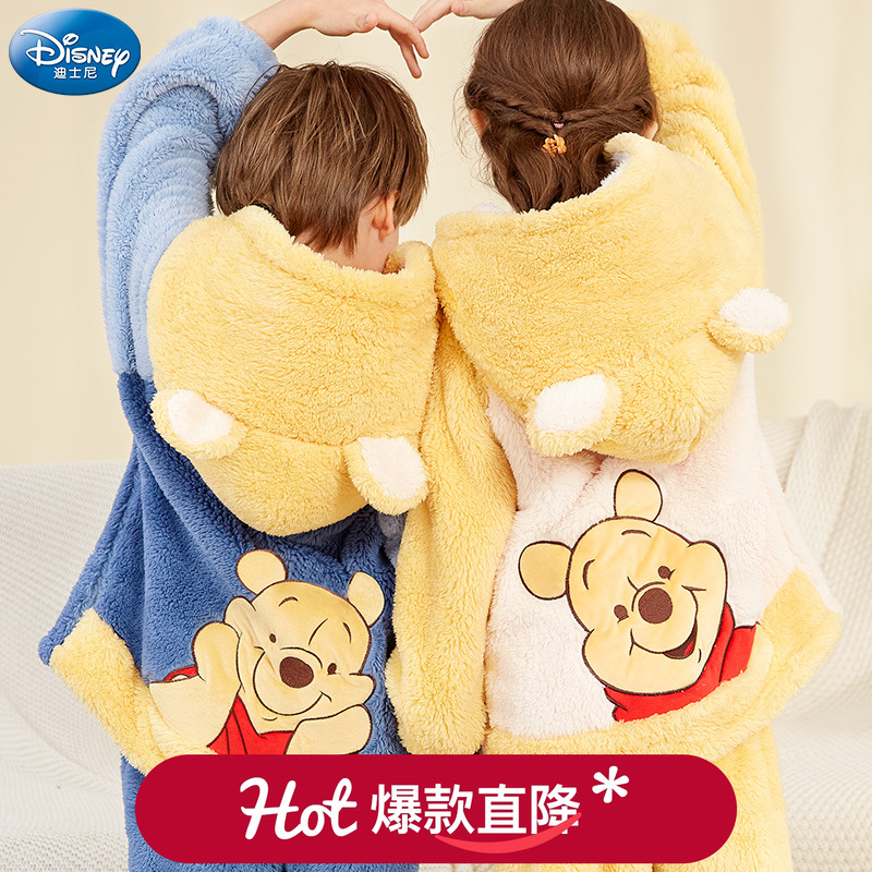 迪士尼儿童睡衣套装珊瑚绒男女童