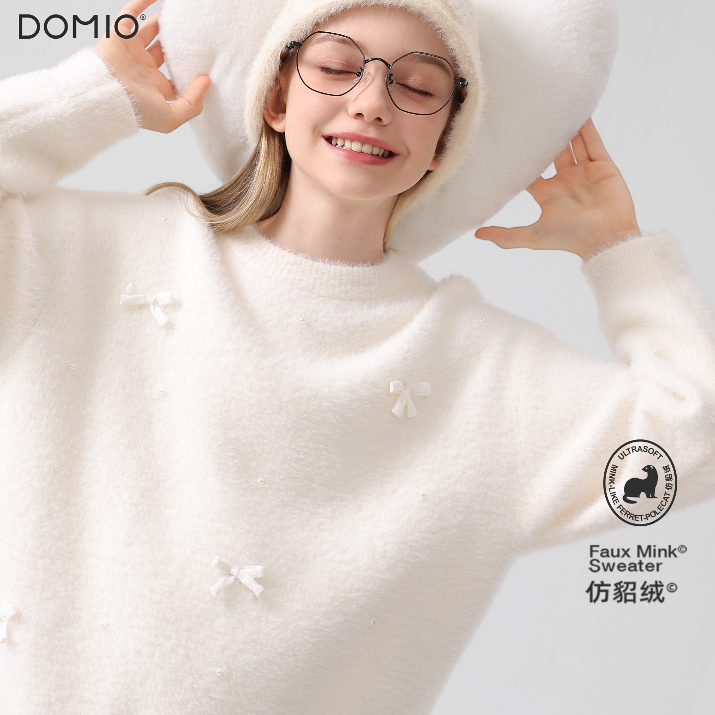 女童毛衣儿童针织衫仿貂绒上衣