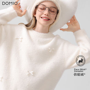 女童毛衣秋冬新款儿童针织衫大童外套青少年仿貂绒上衣女孩拜年服