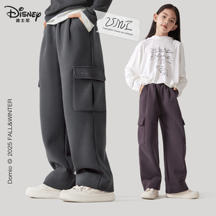 儿童工装 新款 裤 大童休闲直筒裤 迪士尼女童裤 女孩运动裤 子2025秋季