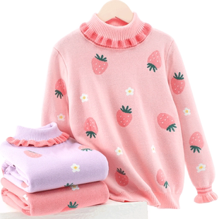 女童毛衣儿童秋冬新款纯棉高领打底衫大童加厚保暖上衣套头毛线衣