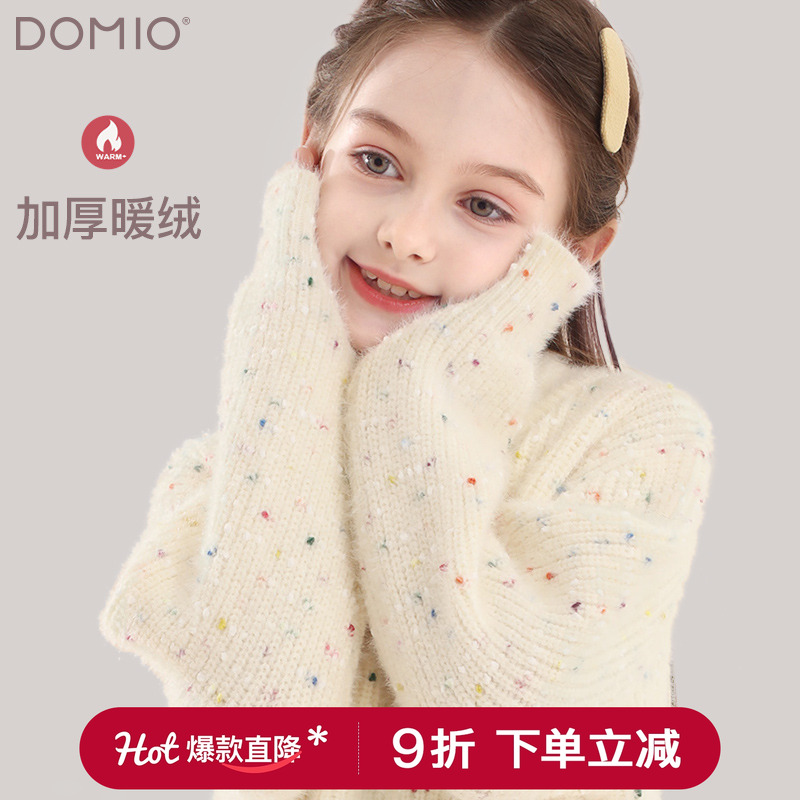 多妙屋女童秋冬仿貂毛加厚毛衣