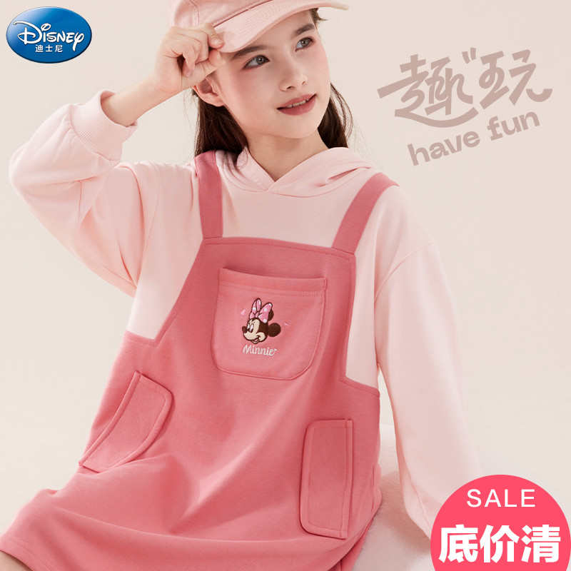 迪士尼女童卫衣裙休闲春秋装连帽