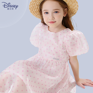 迪士尼女童连衣裙儿童裙子2024夏装 新款 雪纺裙中大童洋气公主裙