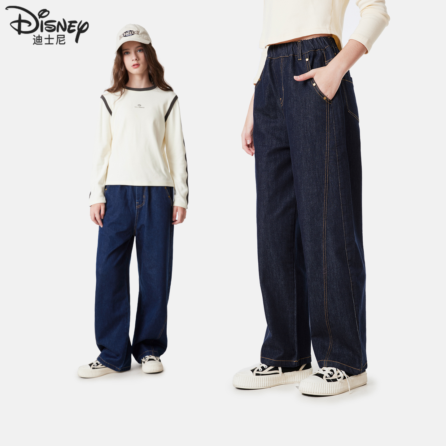 女童牛仔裤儿童秋季新款裤子中大童阔腿裤洋气春秋装宽松下装童装