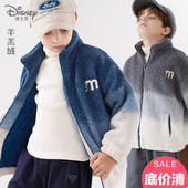 清仓迪士尼男童外套秋冬儿童羊羔绒加厚上衣男孩棒球服中大童棉服