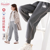 女孩洋气童装 女童裤 儿童运动裤 大童加绒休闲卫裤 子秋冬季 2025新款