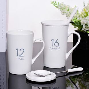 潮流陶瓷杯帶蓋杯子水杯簡約清新森系馬克杯奶茶杯咖啡杯 創(chuàng)意個性