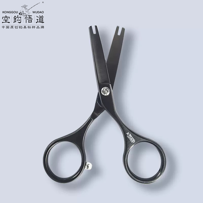 空钩悟道镀钛钓鱼剪刀不锈钢铅皮PE鱼线消音小剪刀可脱钩便携剪刀
