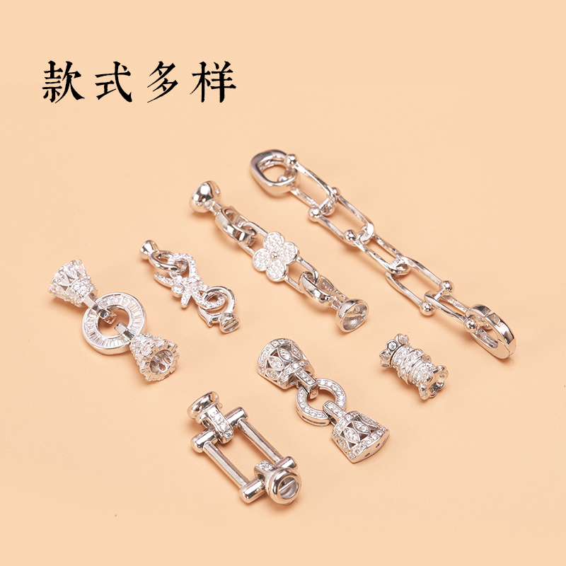 925纯银珍珠项链扣复古蝴蝶结