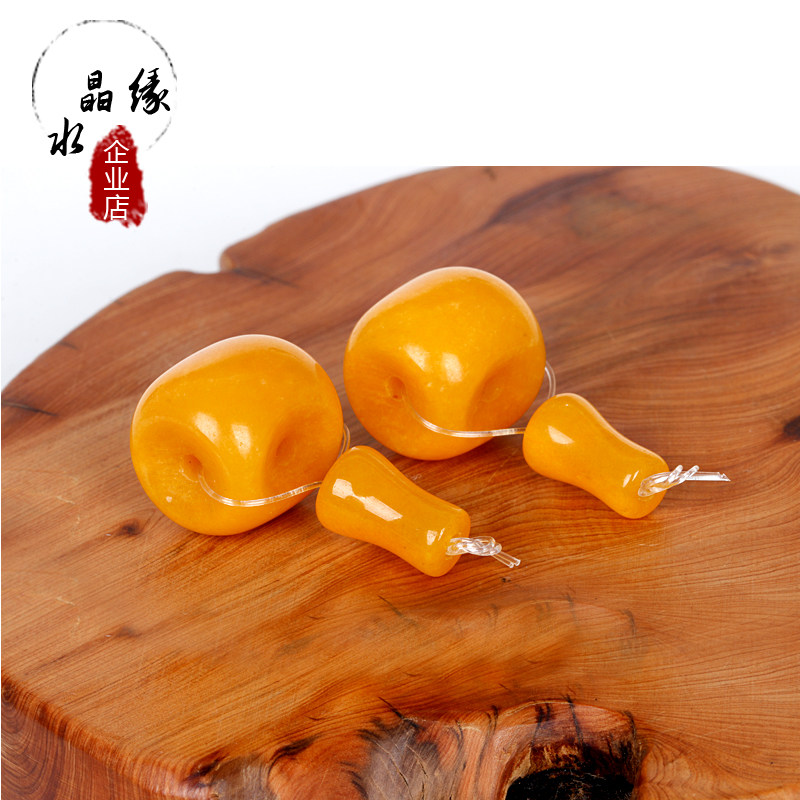 黄玉髓三通佛头配饰手链项链佛珠星月配饰佛塔蜜蜡色鸡油黄葫芦头