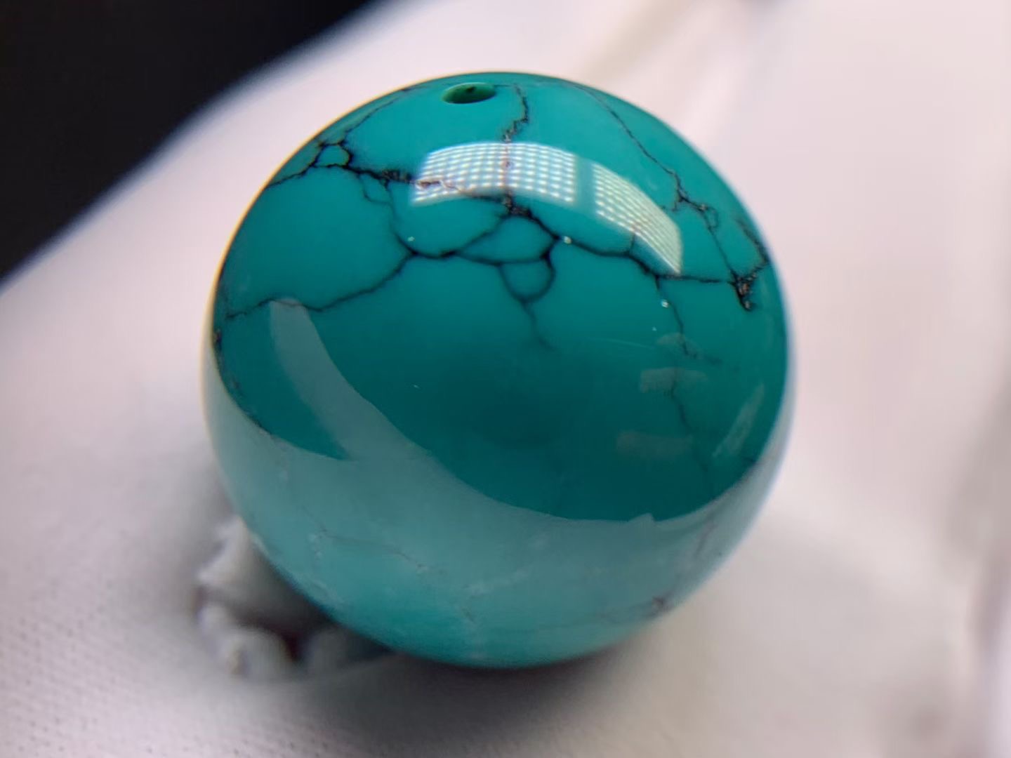 湖北十堰天然原矿绿松石精品圆珠直径17mm瓷釉级玉化料珠子配饰