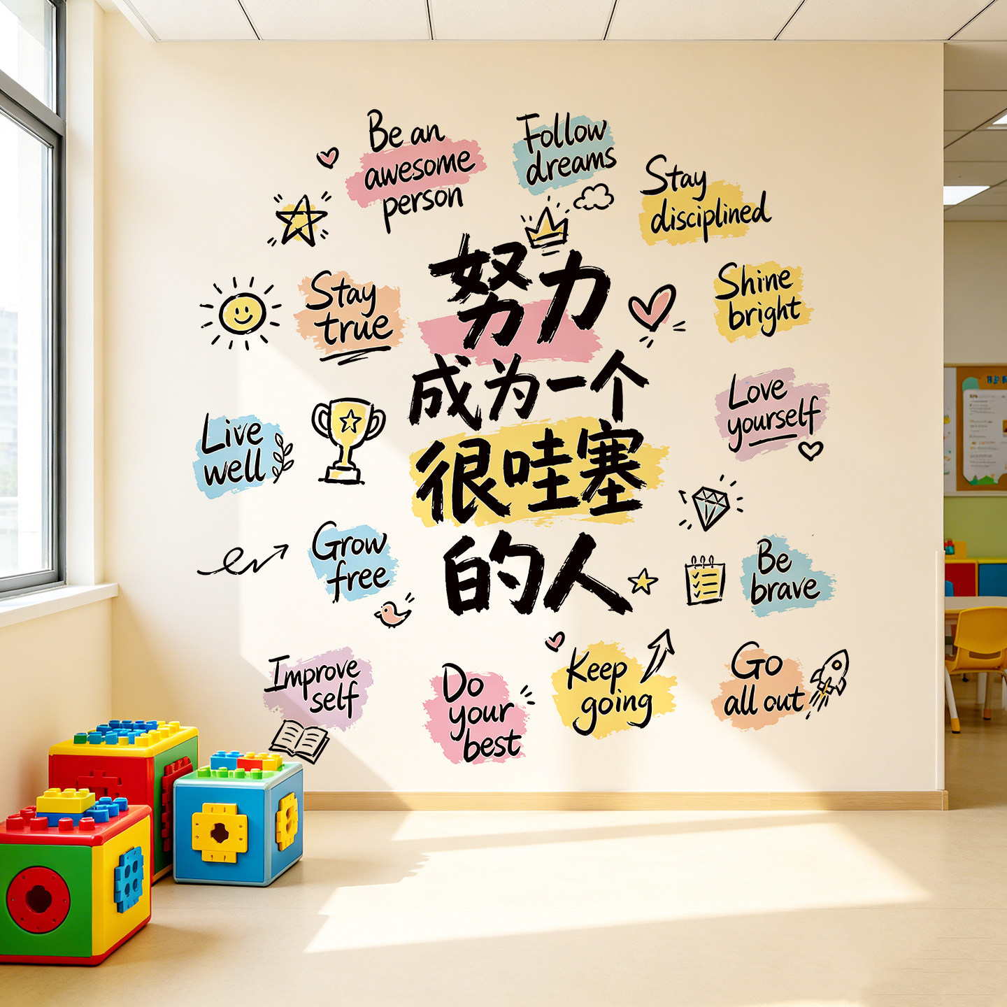 防水好贴公司文化背景墙装饰贴纸画图教室布置宿舍励志个性创意贴
