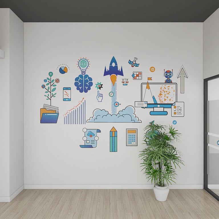 超大防水好贴科技网络公司办公室背景文化墙装饰贴纸贴画人工智能