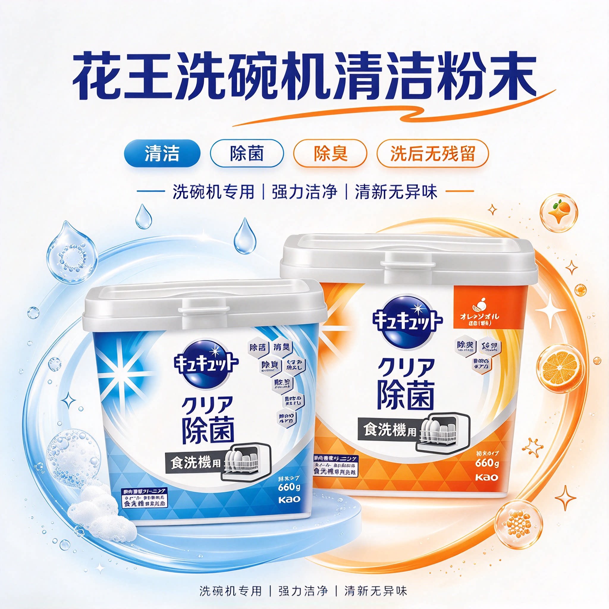 日本进口花王洗碗机用餐具洗碗粉去油污洗洁精清洁剂粉末洗涤剂