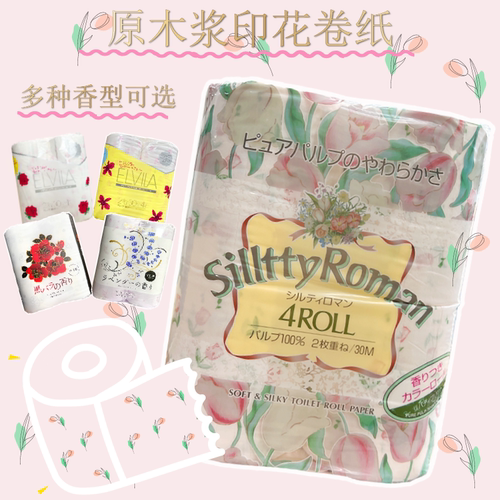 四国特纸双层印花有芯卷纸4卷