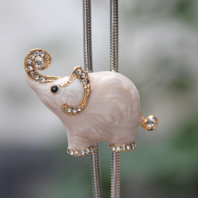 原创设计女生休闲潮流波洛领带小象金属绳bolo tie创意毛衣链礼物