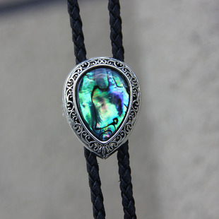 原创设计休闲水滴形嵌鲍鱼贝波洛领带bolo tie衬衣绳结领带领绳