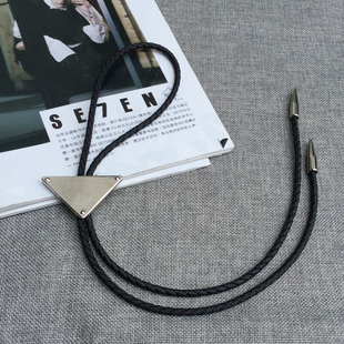 原创休闲潮流炸街波洛领带bolo tie金属倒三角风格男女衬衣绳领结