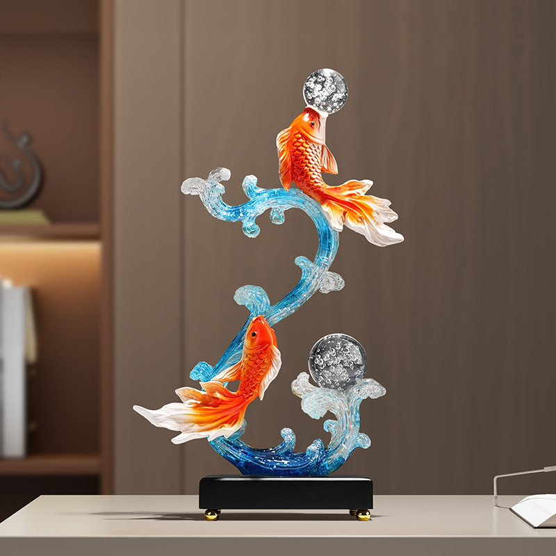 年年有余摆件布置玄关柜旺宅轻奢家居鲤鱼鱼财客厅书房金鱼百财展,家居饰品,流水摆件,淘宝优惠券,粉丝福利购,淘宝优惠卷