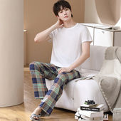 春夏棉绸直筒裤 防蚊裤 宽松大码 可外穿休闲裤 人造棉空调家居裤 男士