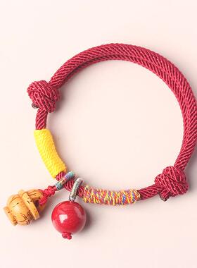 朱砂桃木篮子压惊手绳